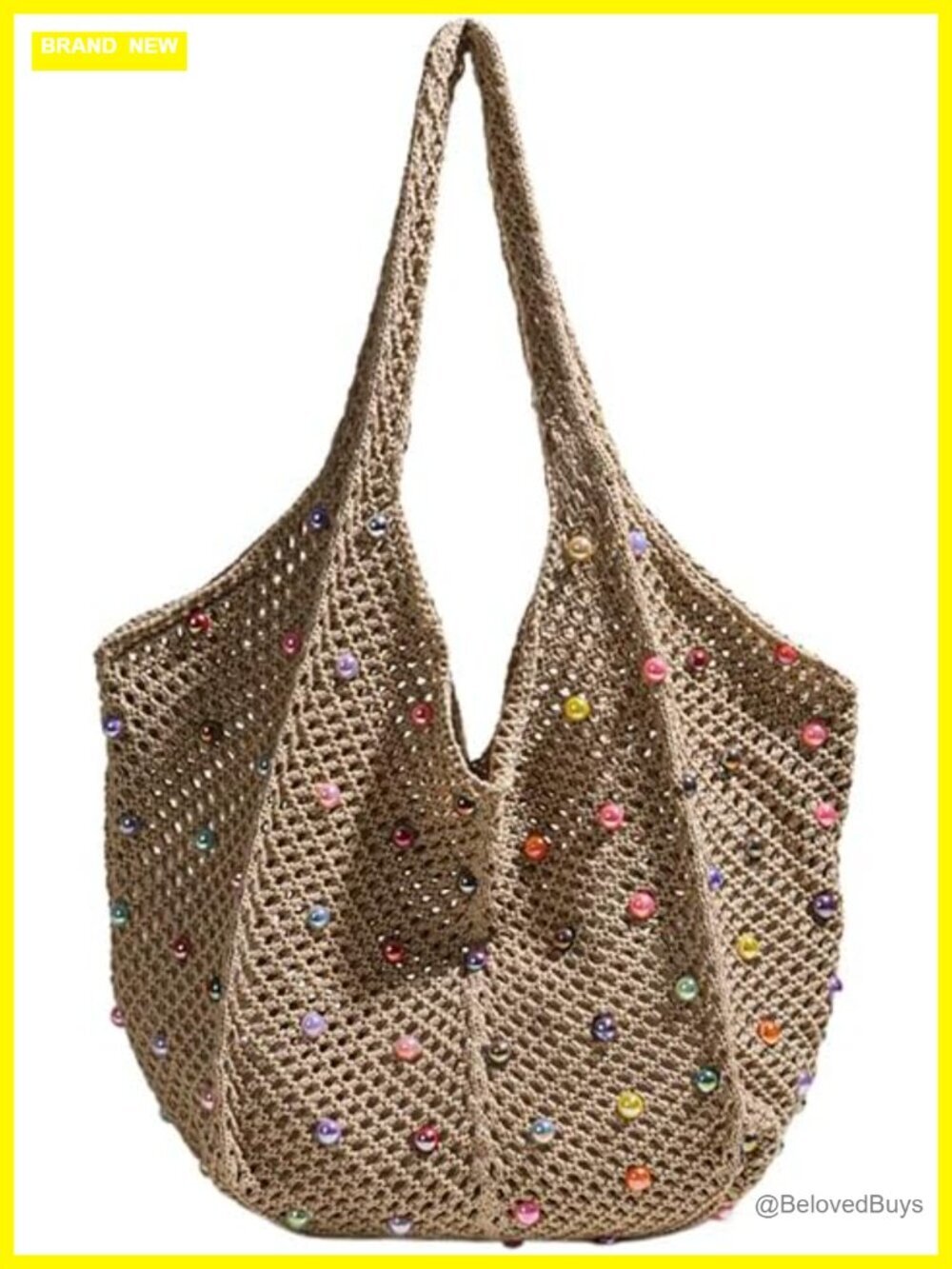 Woven Crochet Tote Bag Beach Shoulder Bag Large Capacity Shopping Tote